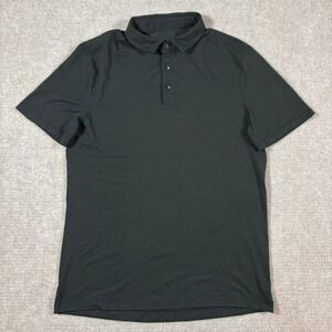Lululemon Mens Evolution Polo Shirt Short Sleeve Dark Grey Black Heathered